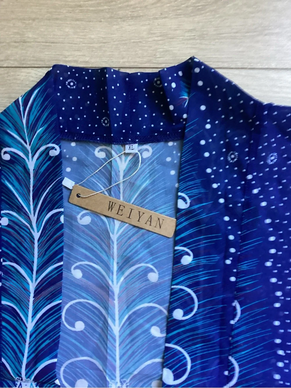 Blue Printed Swim Cover-Up Kimono